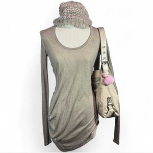 vintage helmut lang gauze grunge stone washed long sleeve top 🤍 grey and cream